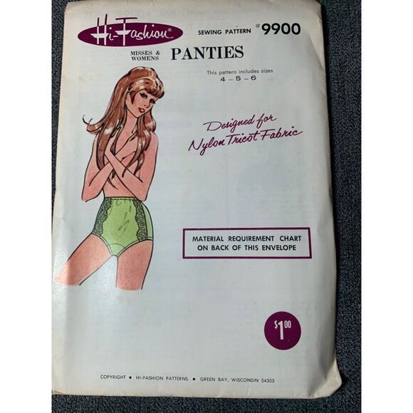 Hi Fashion Sew Misses Panties Sewing Pattern sz 4 5 6 9900 - uncut - Picture 6 of 10